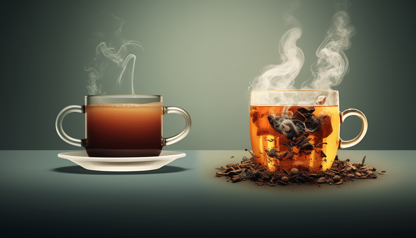 Two cups of tea with smoke coming out of them, coffee